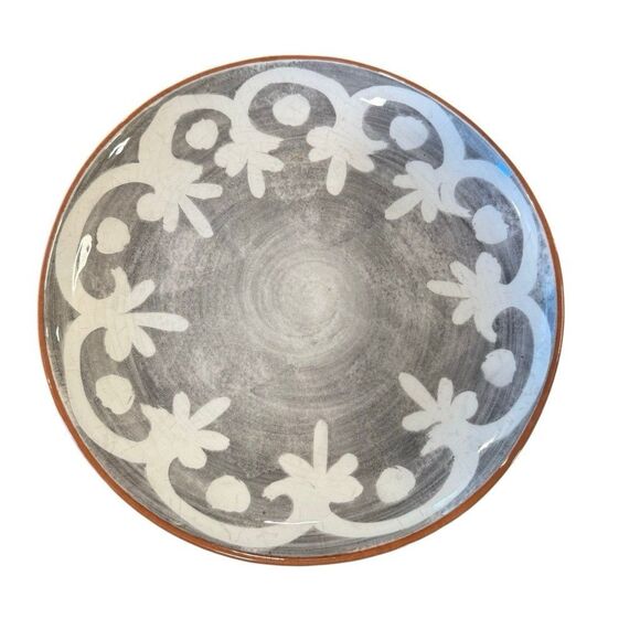 Crate & Barrel NICO  11.5” Terracotta Geometric Pattern Clay Glazed Dinner Plate - Picture 3 of 7